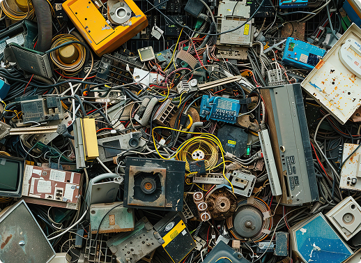 Mixed electronic scrap ready for recycling